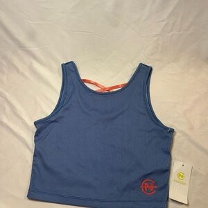Nautica Blue Striped Tank Top with Orange Detail
